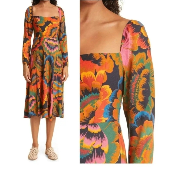 New FARM RIO Colorful Flowers Midi Dress Size S - Picture 8 of 16